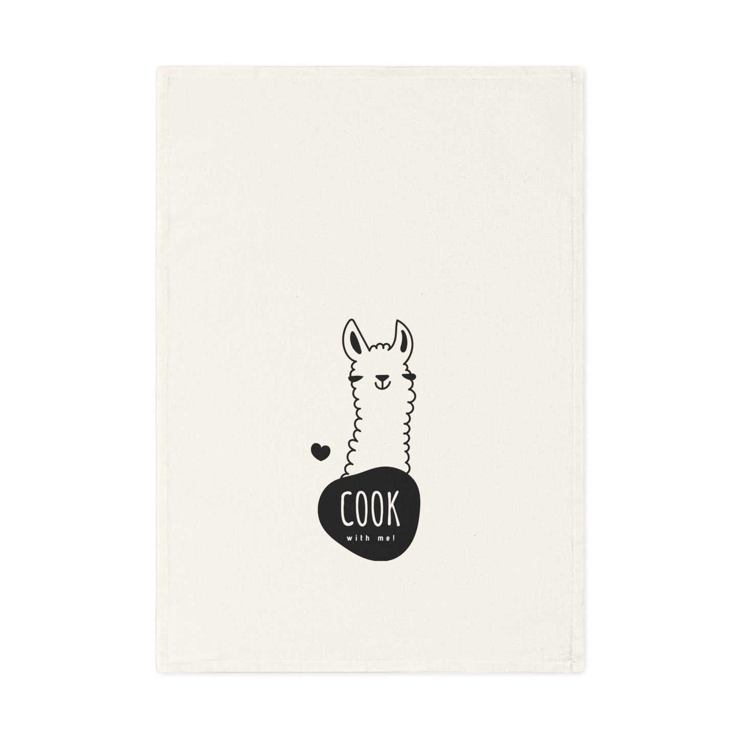 Cook with me! Llama cotton tea towel, 50 x 70 cm, organic cotton, eco