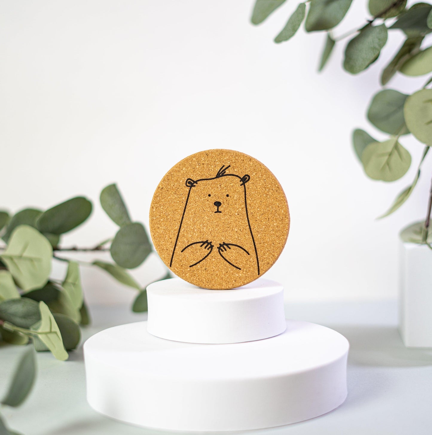 Cutes - Cork coasters, set of 6, cute animals