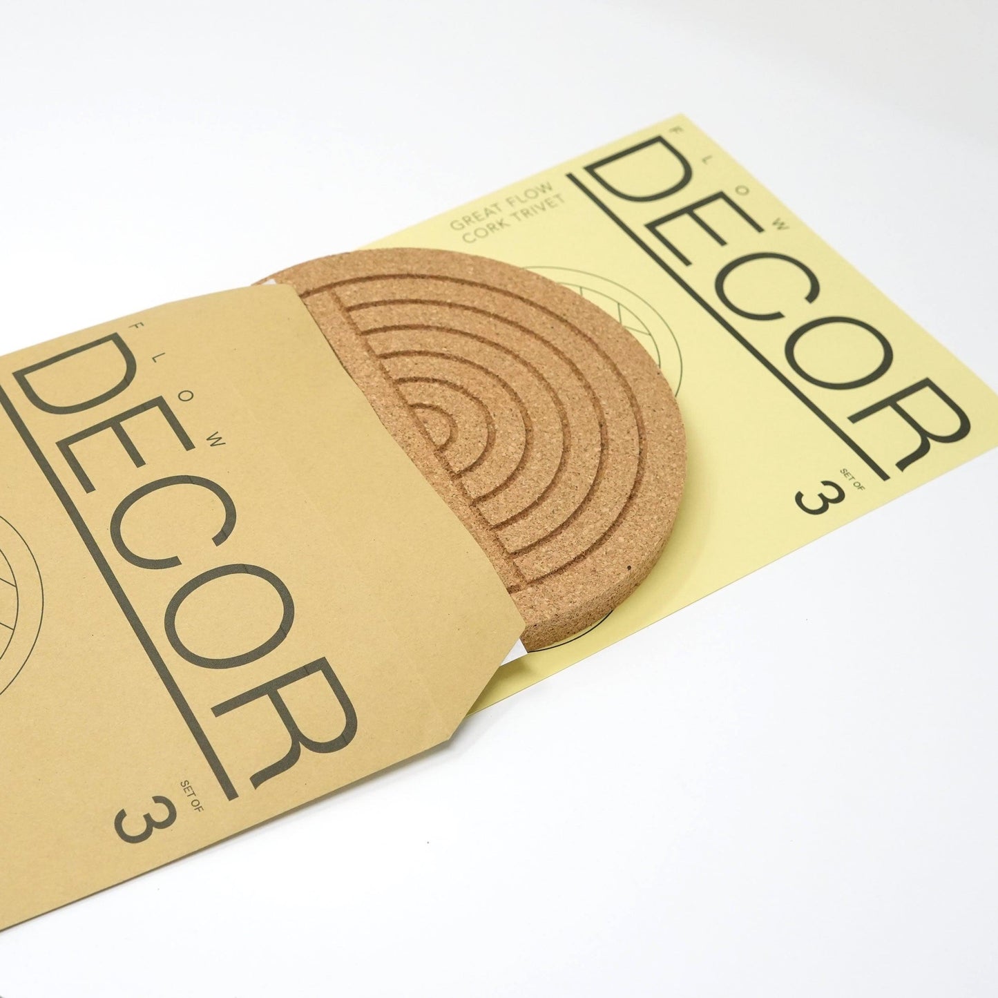 Great Flow - Cork trivet set of 3 pieces, 19 cm cork coasters