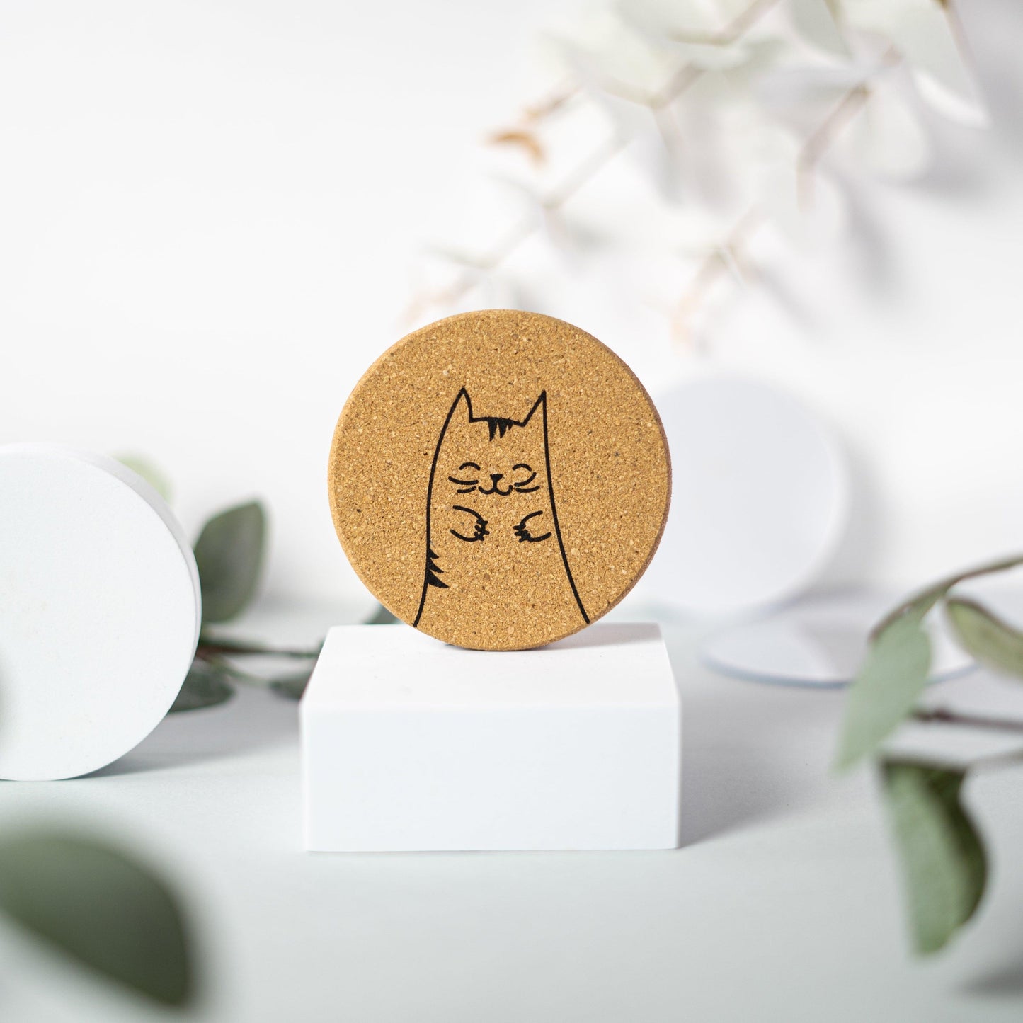 Cutes - Cork coasters, set of 6, cute animals