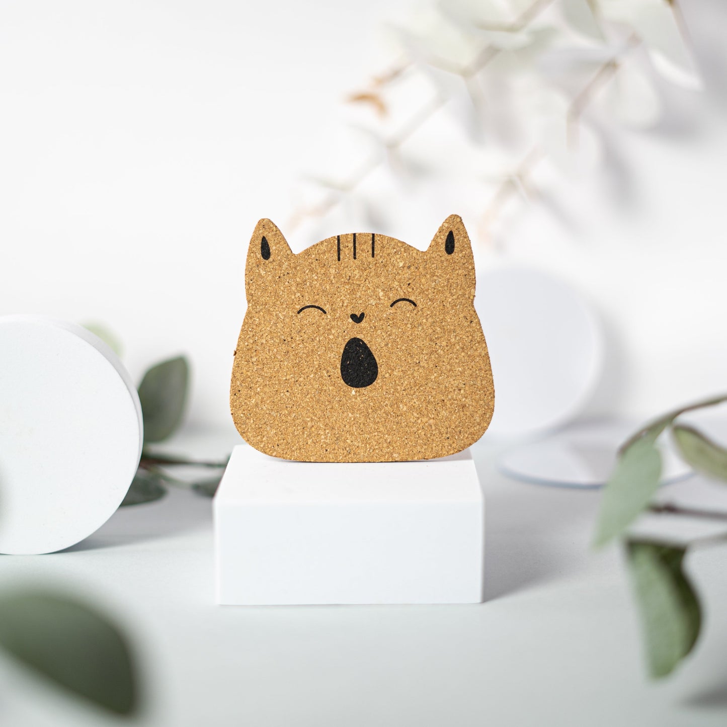 Meaow Cute cats - Cork coasters, round, set of 6