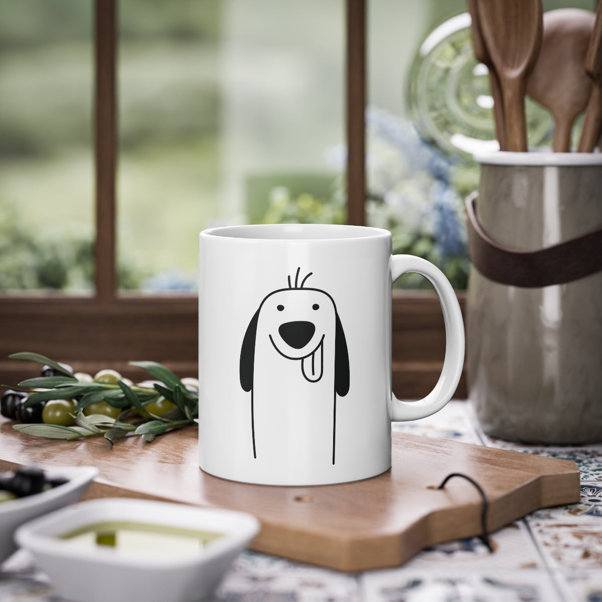 Cute dog Spaniel mug, white, 325 ml / 11 oz Coffee mug, tea mug