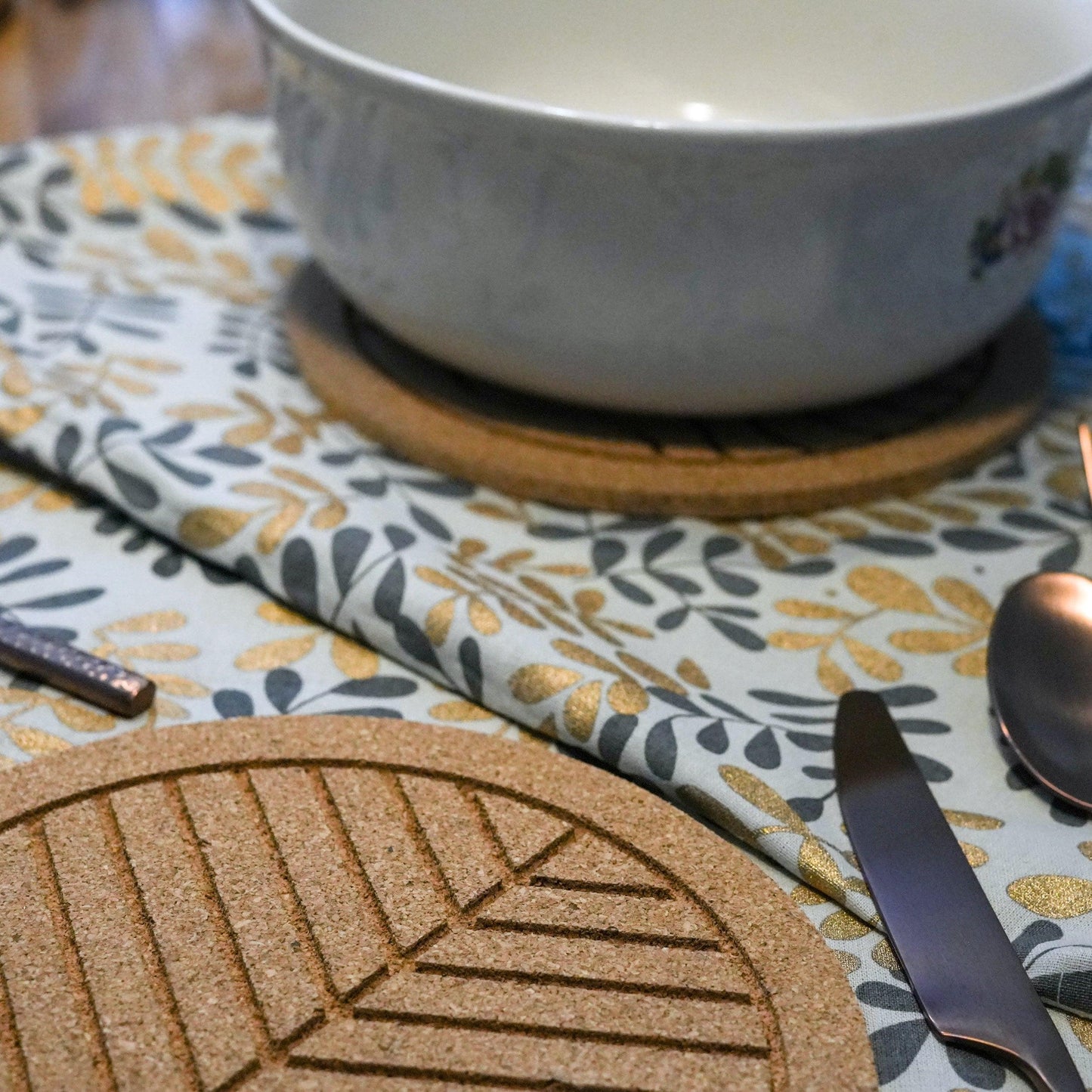 Great Flow - Cork trivet set of 3 pieces, 19 cm cork coasters
