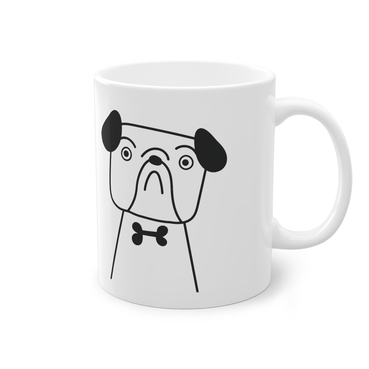 Cute dog Bulldog mug, white, 325 ml / 11 oz Coffee mug, tea mug
