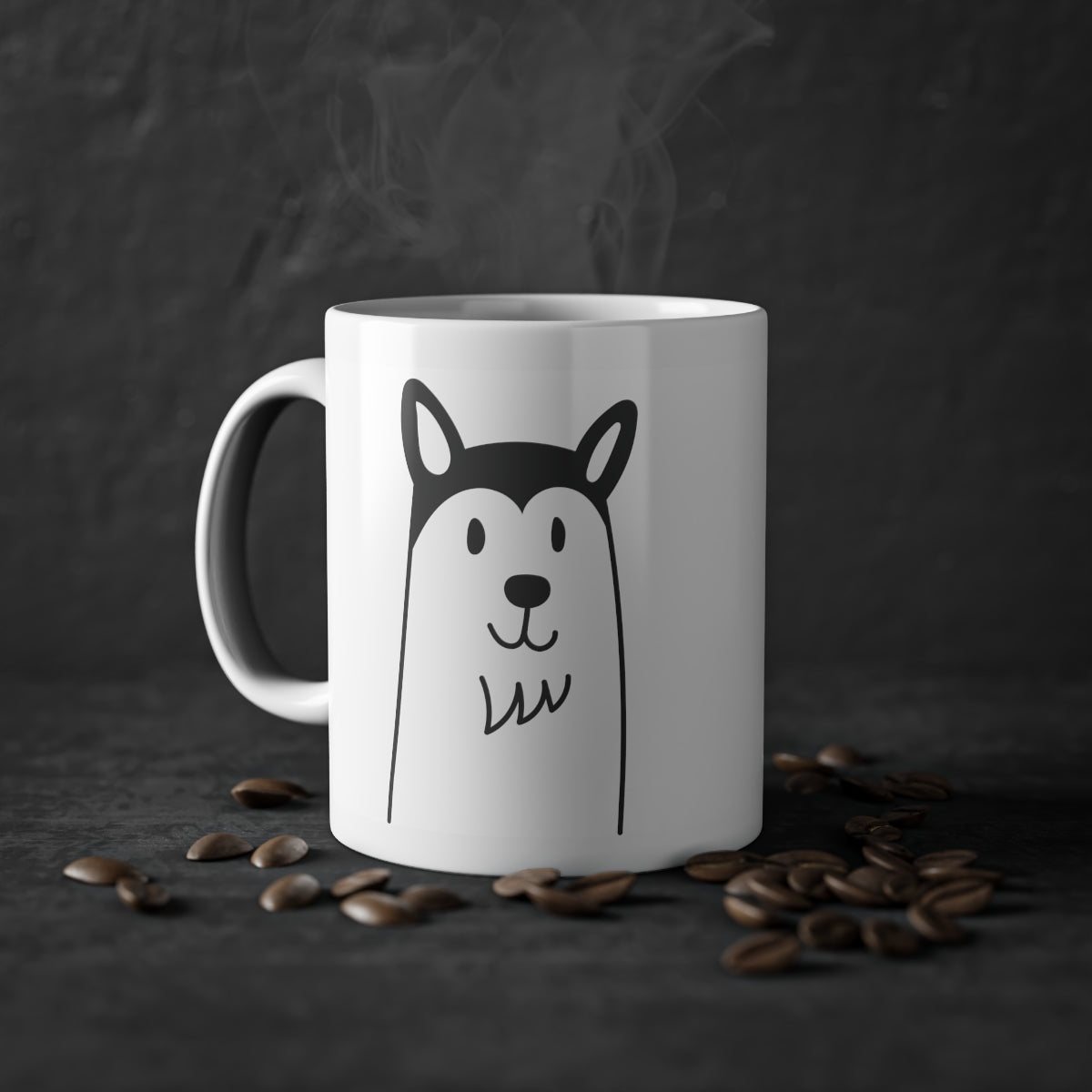 Cute dog Husky mug, white, 325 ml / 11 oz Coffee mug, tea mug for