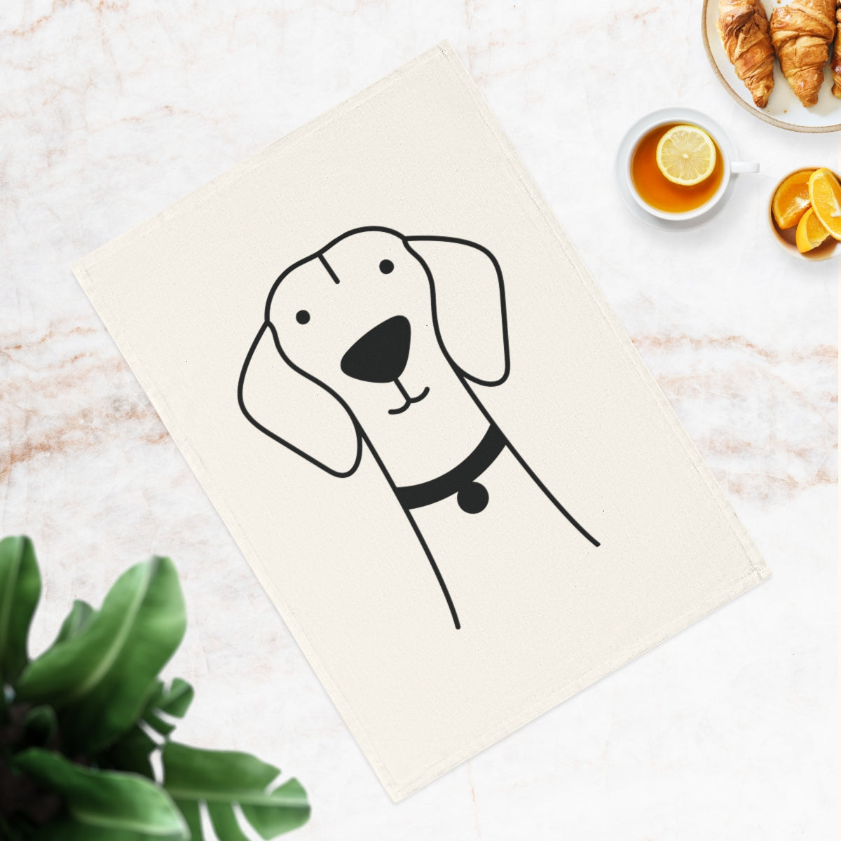 Dog design Cotton Tea Towel, 50 x 70 cm, organic cotton, eco-friendly