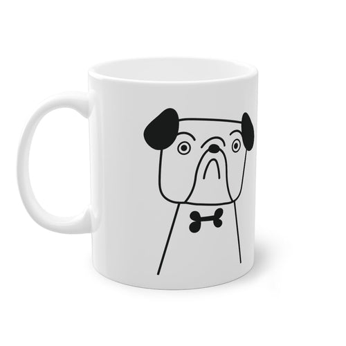 Cute dog Bulldog mug, white, 325 ml / 11 oz Coffee mug, tea mug