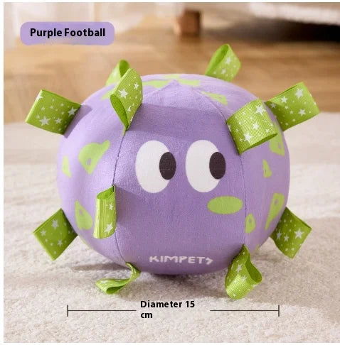 Jouet Chien en Peluche Interactif avec Grelots – Balle Résistante avec Poignée pour Dressage et Jeu
