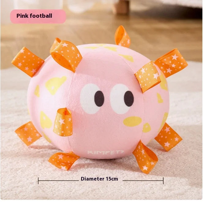 Jouet Chien en Peluche Interactif avec Grelots – Balle Résistante avec Poignée pour Dressage et Jeu