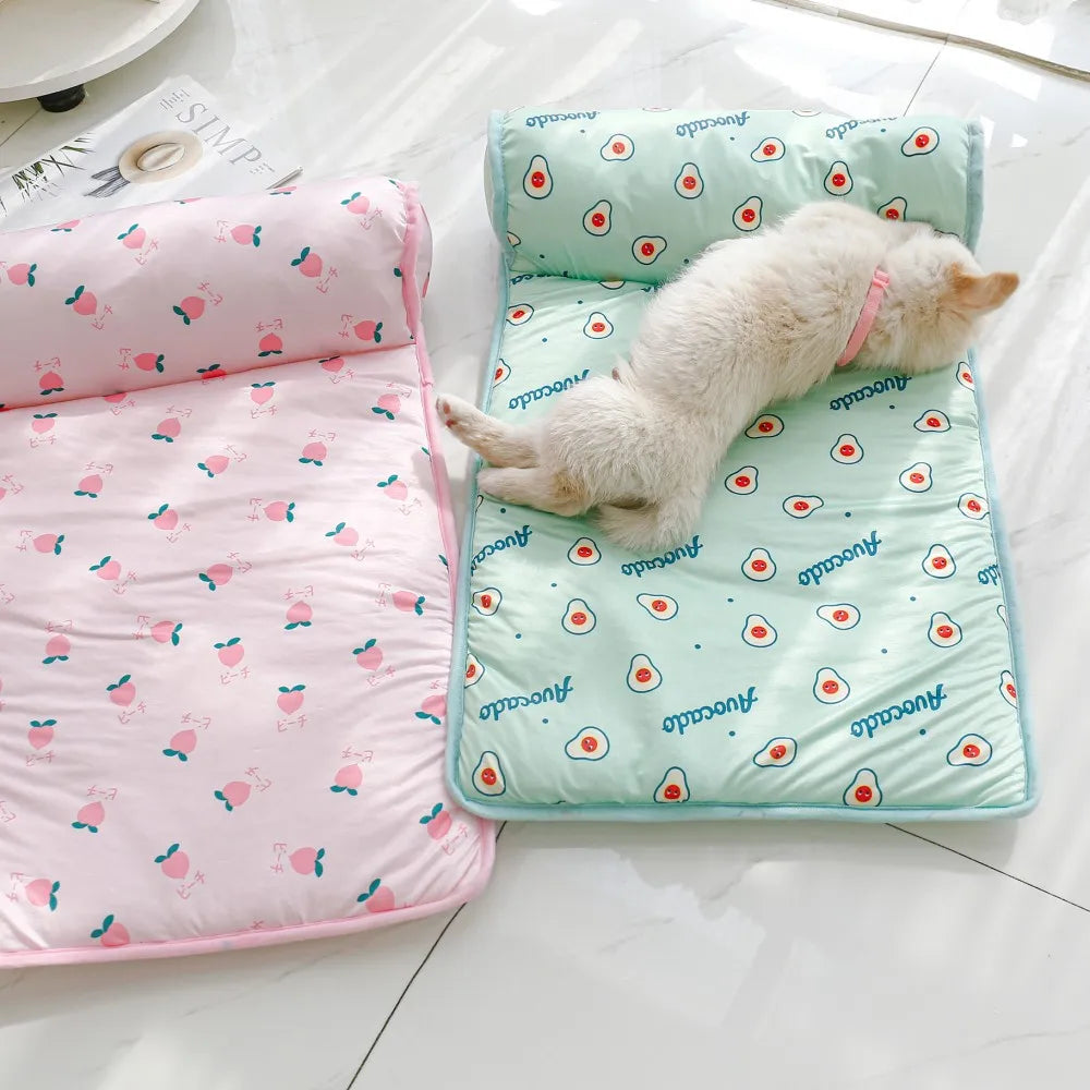 Cooling Pet Mat with Pillow – Summer Bed for Cats & Small Dogs | Anti-Slip & Breathable