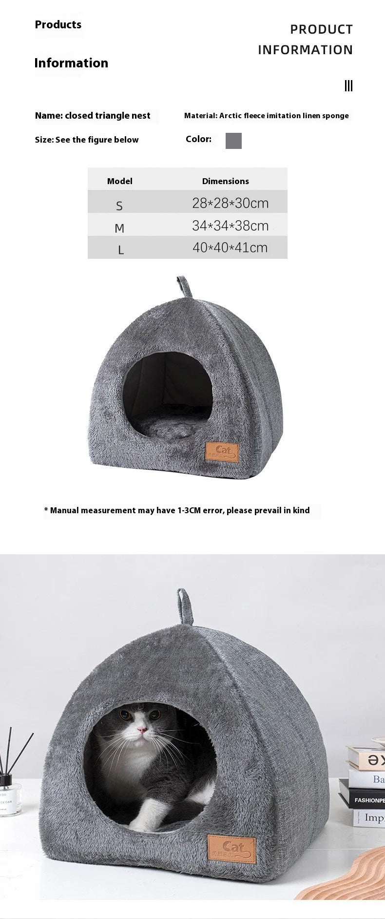 Triangle Cat House – Warm, Enclosed Bed