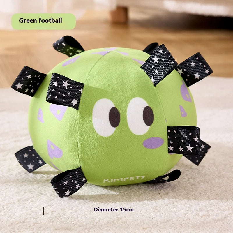 Jouet Chien en Peluche Interactif avec Grelots – Balle Résistante avec Poignée pour Dressage et Jeu