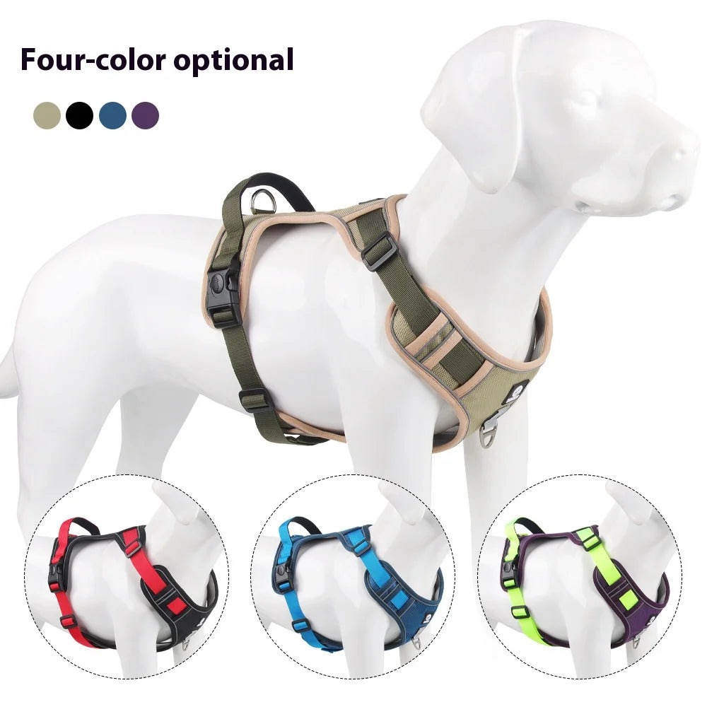 Reflective No-Pull Dog Harness for Large Dogs – Chew-Proof, Adjustable & Durable Vest