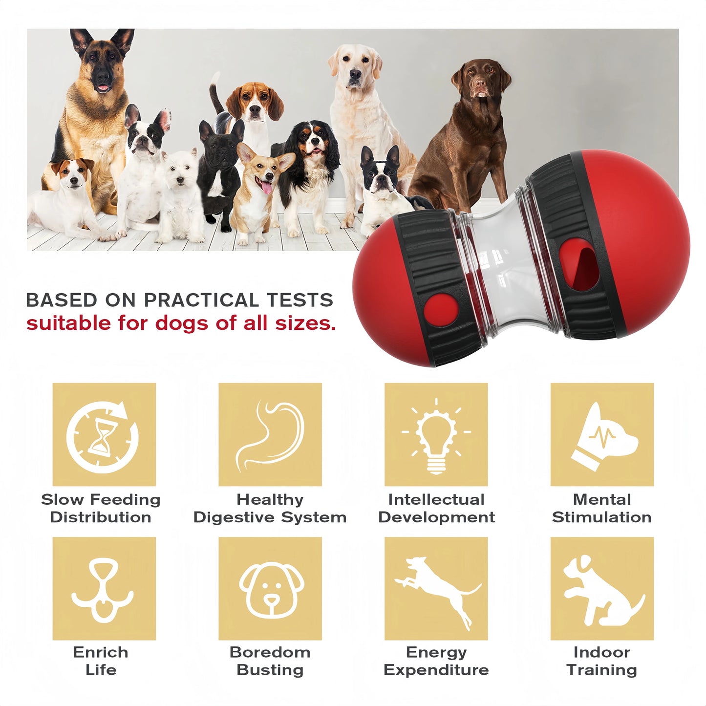 Dog Treat Dispenser Toy – Leaky Food Tumbler for Slow Feeding & Mental Stimulation