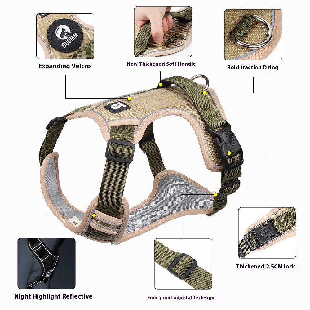 Reflective No-Pull Dog Harness for Large Dogs – Chew-Proof, Adjustable & Durable Vest