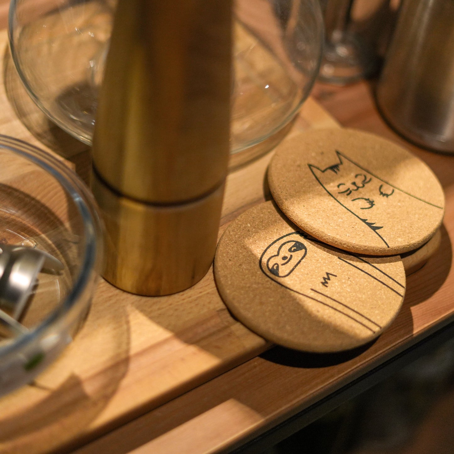 Cutes - Cork coasters, set of 6, cute animals