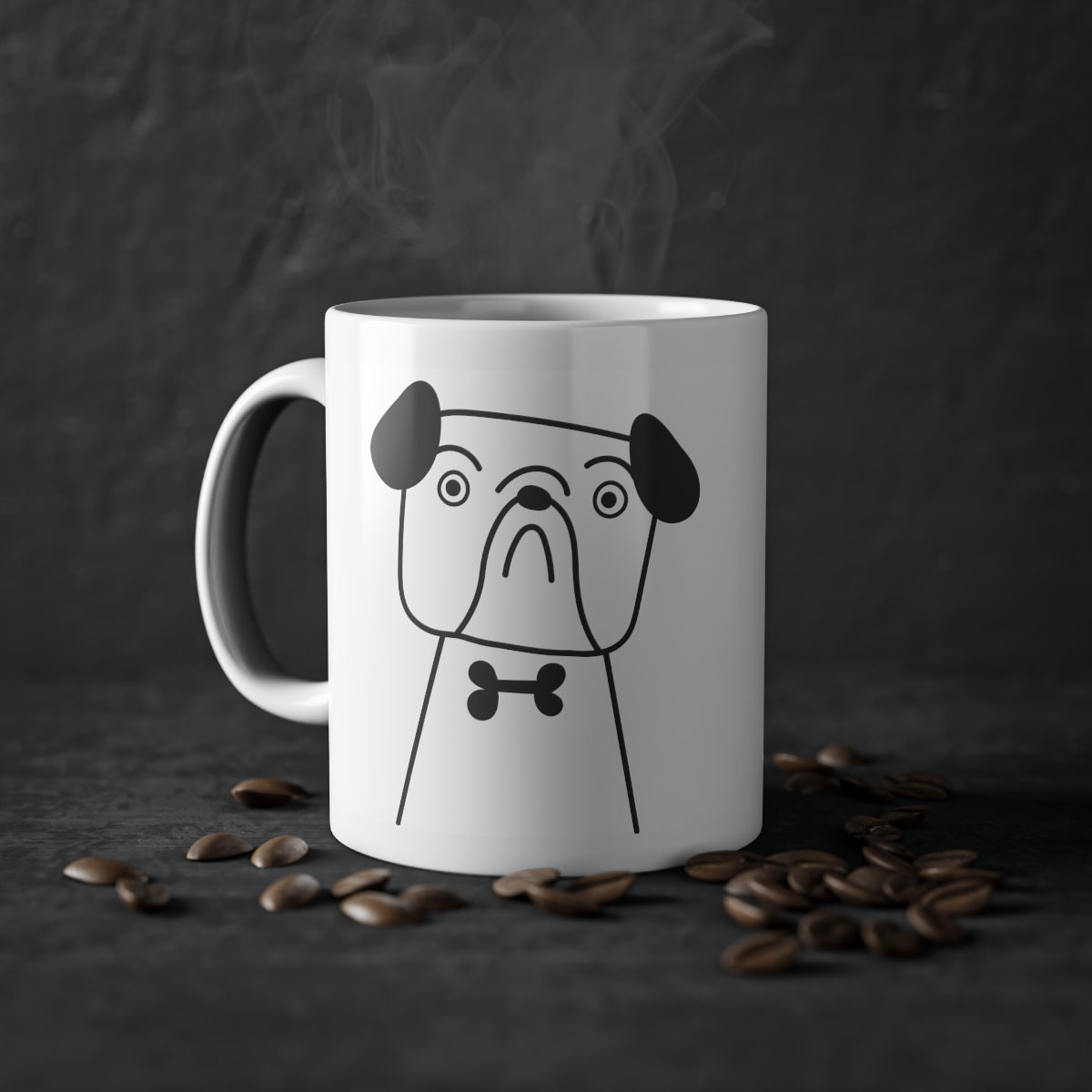 Cute dog Bulldog mug, white, 325 ml / 11 oz Coffee mug, tea mug