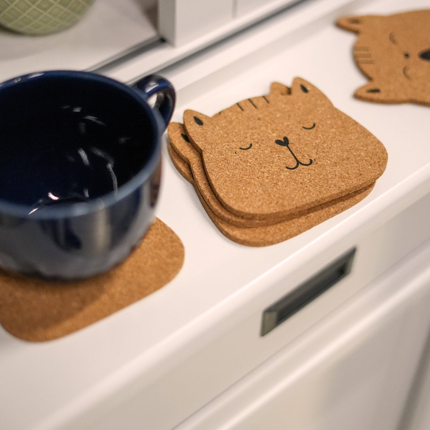 Meaow Cute cats - Cork coasters, round, set of 6