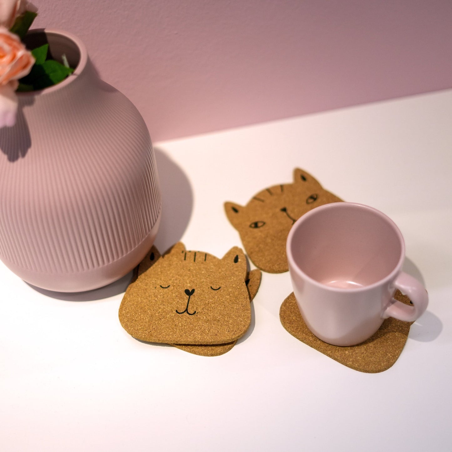 Meaow Cute cats - Cork coasters, round, set of 6