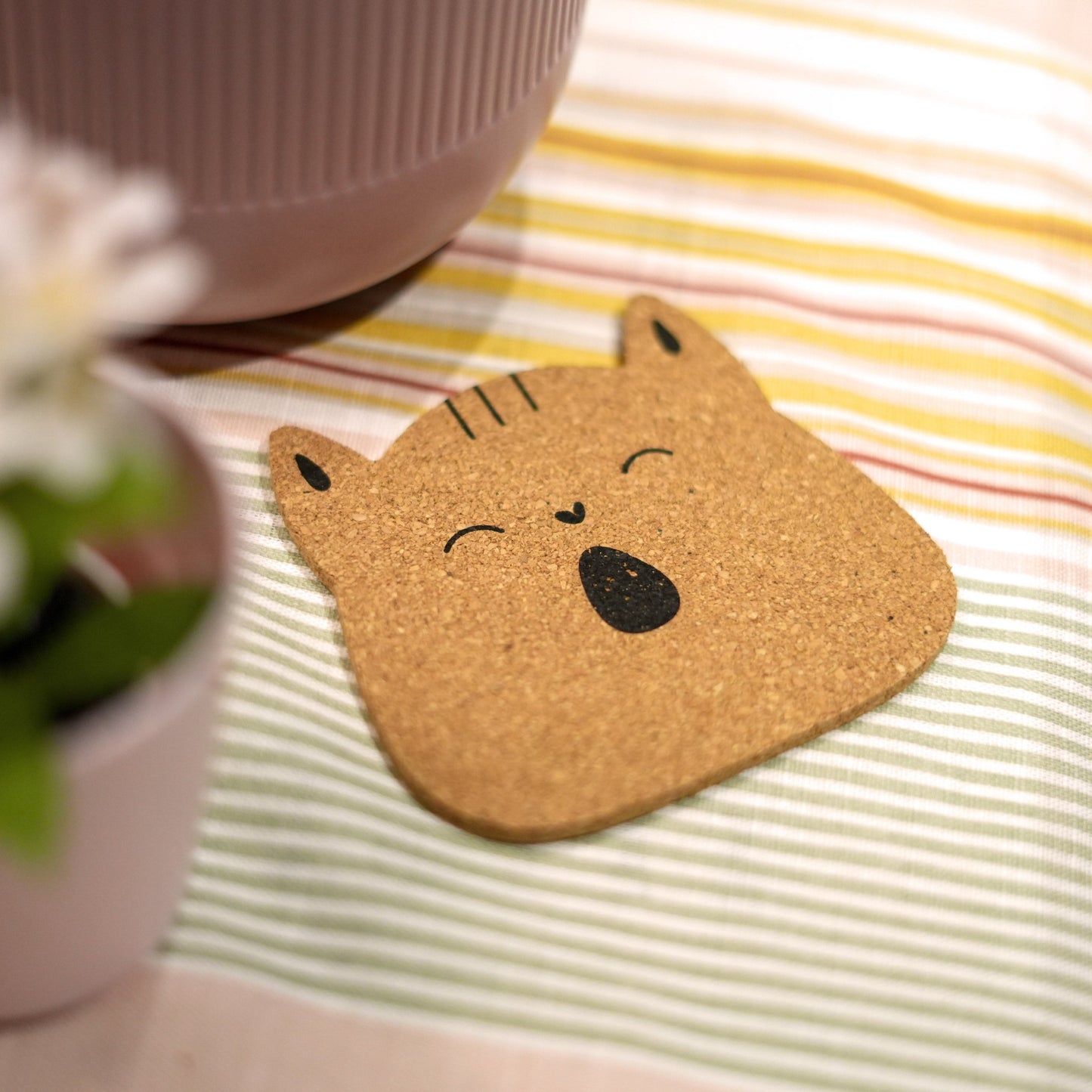 Meaow Cute cats - Cork coasters, round, set of 6