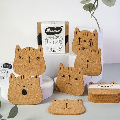 Meaow Cute cats - Cork coasters, round, set of 6