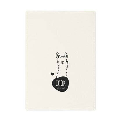 Cook with me! Llama cotton tea towel, 50 x 70 cm, organic cotton, eco