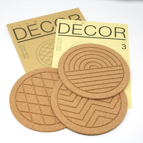 Great Flow - Cork trivet set of 3 pieces, 19 cm cork coasters