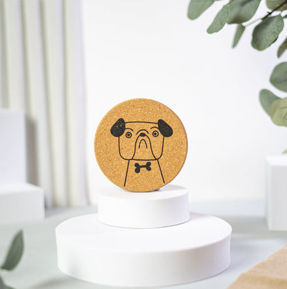 PUPPIES - Cute dog Cork coasters, round, set of 6