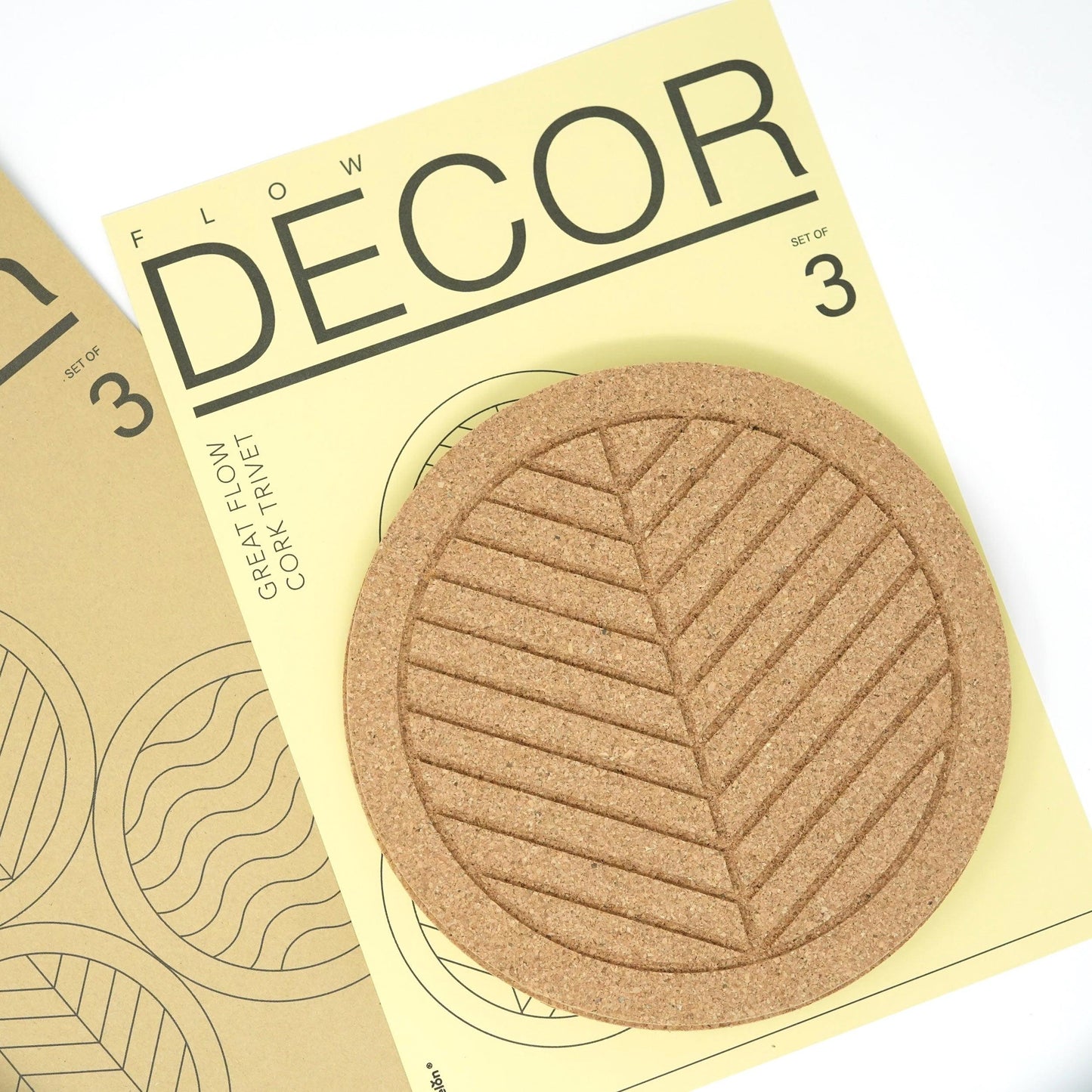 Great Flow - Cork trivet set of 3 pieces, 19 cm cork coasters