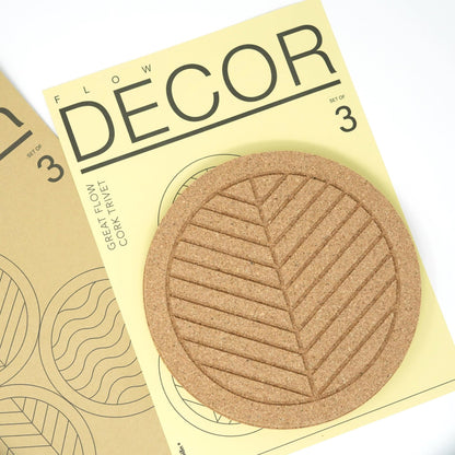 Great Flow - Cork trivet set of 3 pieces, 19 cm cork coasters