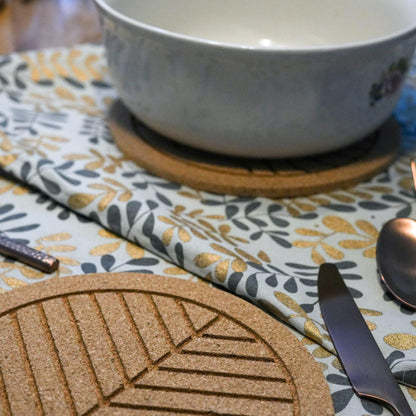 Great Flow - Cork trivet set of 3 pieces, 19 cm cork coasters