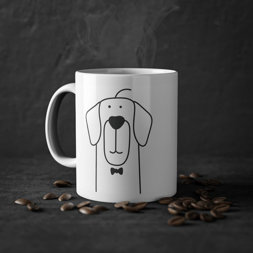 Cute dog Retriever mug, white, 325 ml / 11 oz Coffee mug, tea mug for