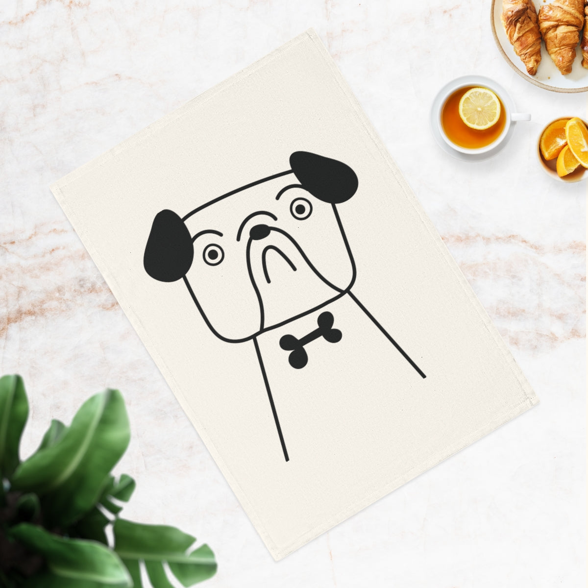 Bulldog Cotton Tea Towel, 50 x 70 cm, organic cotton, eco-friendly dog