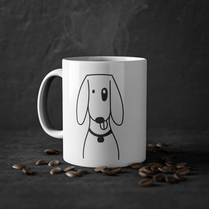 Cute dog Foxhund mug, white, 325 ml / 11 oz Coffee mug, tea mug