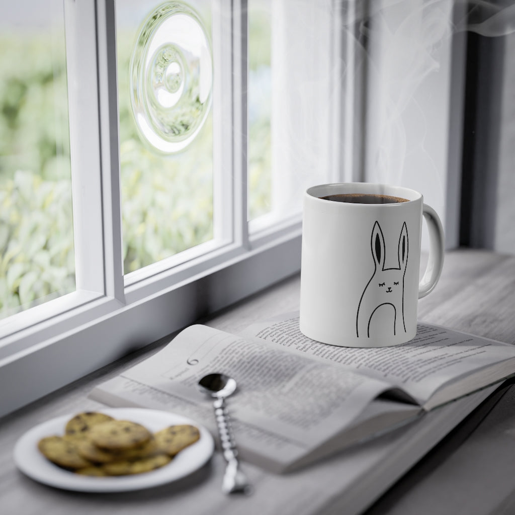 Cute Bunny mug, white, 325 ml / 11 oz Coffee mug, tea mug