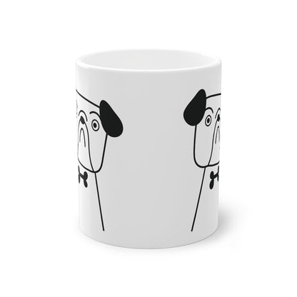 Cute dog Bulldog mug, white, 325 ml / 11 oz Coffee mug, tea mug