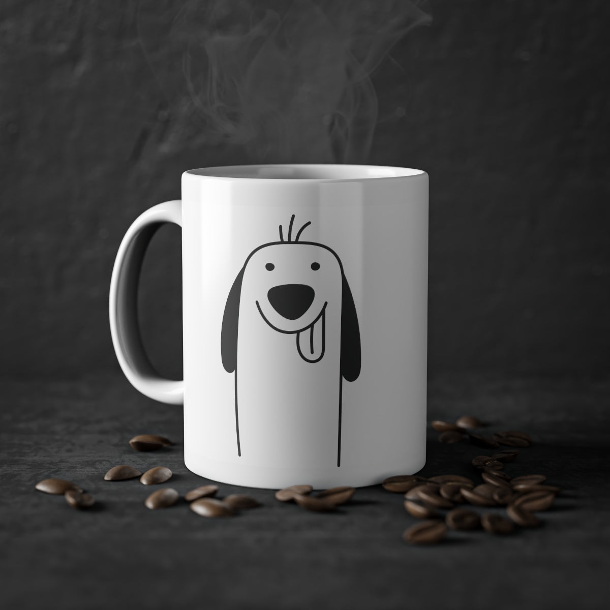 Cute dog Spaniel mug, white, 325 ml / 11 oz Coffee mug, tea mug