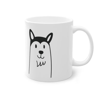 Cute dog Husky mug, white, 325 ml / 11 oz Coffee mug, tea mug for