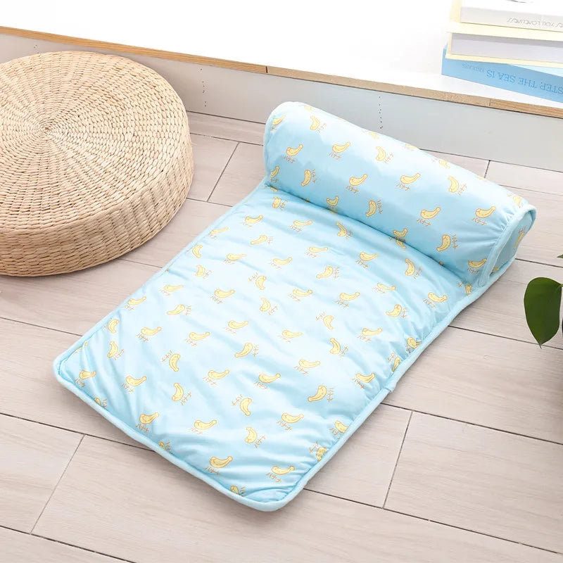 Cooling Pet Mat with Pillow – Summer Bed for Cats & Small Dogs | Anti-Slip & Breathable