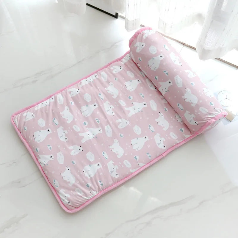 Cooling Pet Mat with Pillow – Summer Bed for Cats & Small Dogs | Anti-Slip & Breathable
