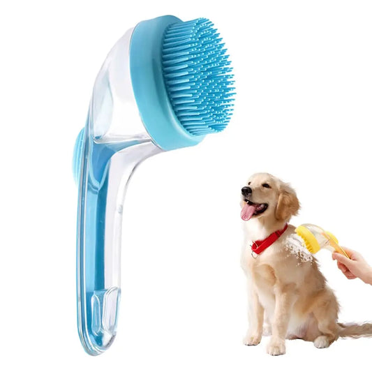Pet Bath Brush & Dog Scrubber with Shampoo Dispenser – Gentle Grooming & Massage Tool