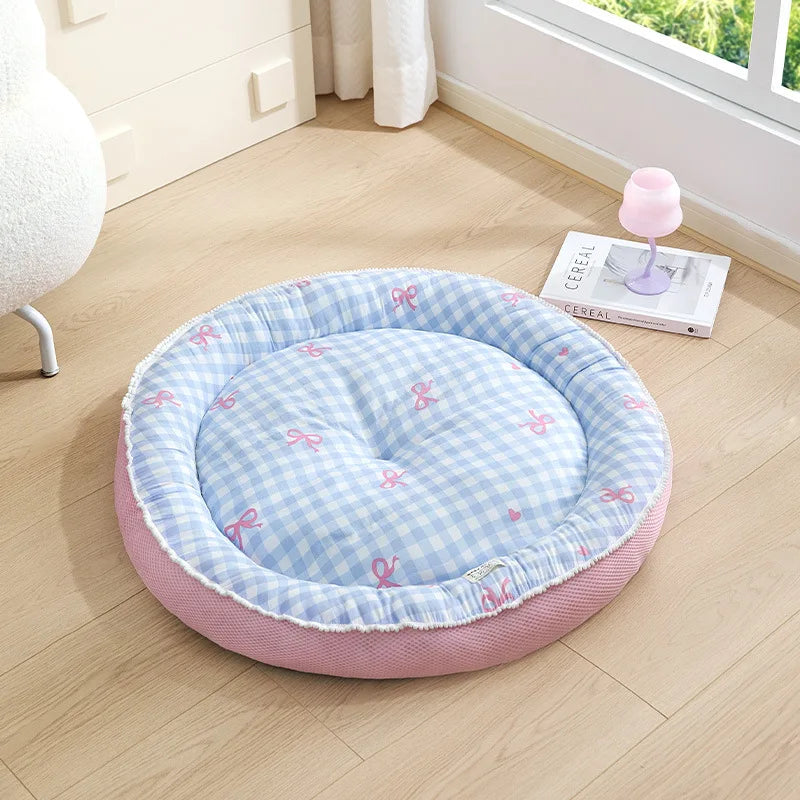 Cooling Summer Pet Bed – Round Ice Silk Cushion for Dogs & Cats