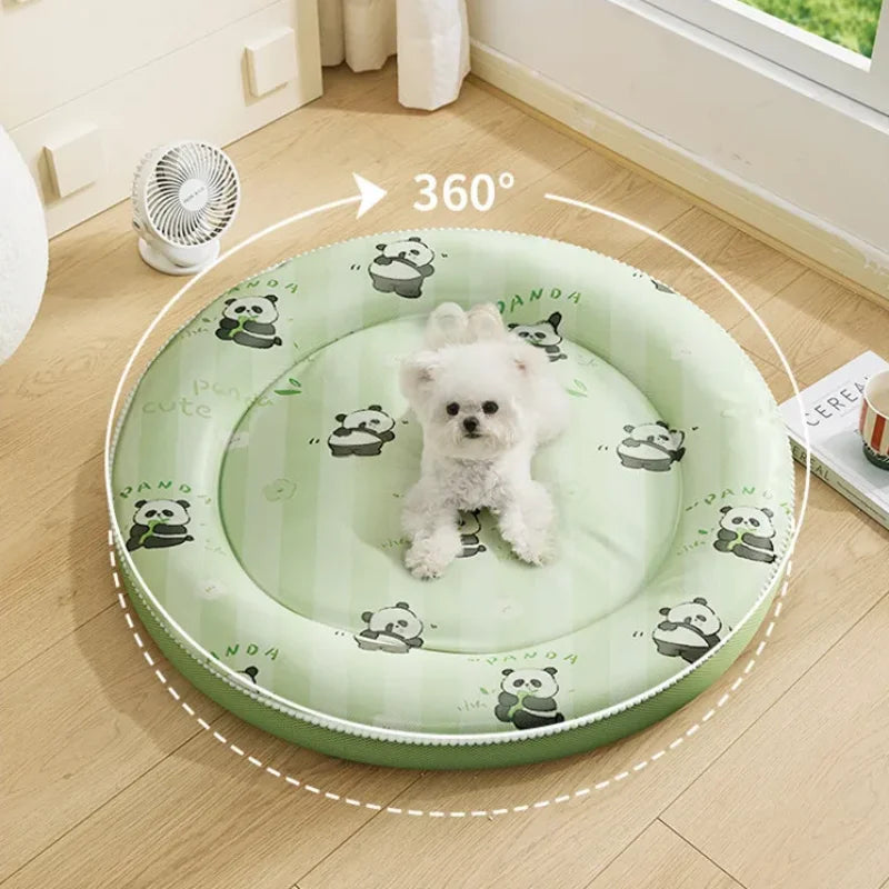Cooling Summer Pet Bed – Round Ice Silk Cushion for Dogs & Cats