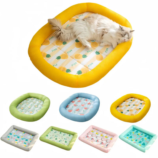 Cooling Mesh Pet Bed – Breathable Summer Ice Mat for Cats & Dogs, Soft Cushion with Raised Edge