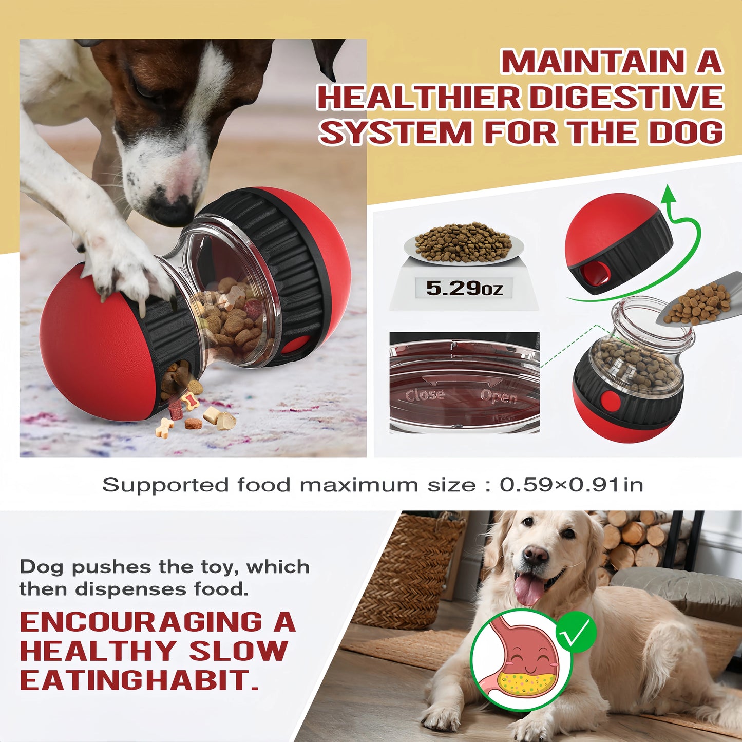 Dog Treat Dispenser Toy – Leaky Food Tumbler for Slow Feeding & Mental Stimulation