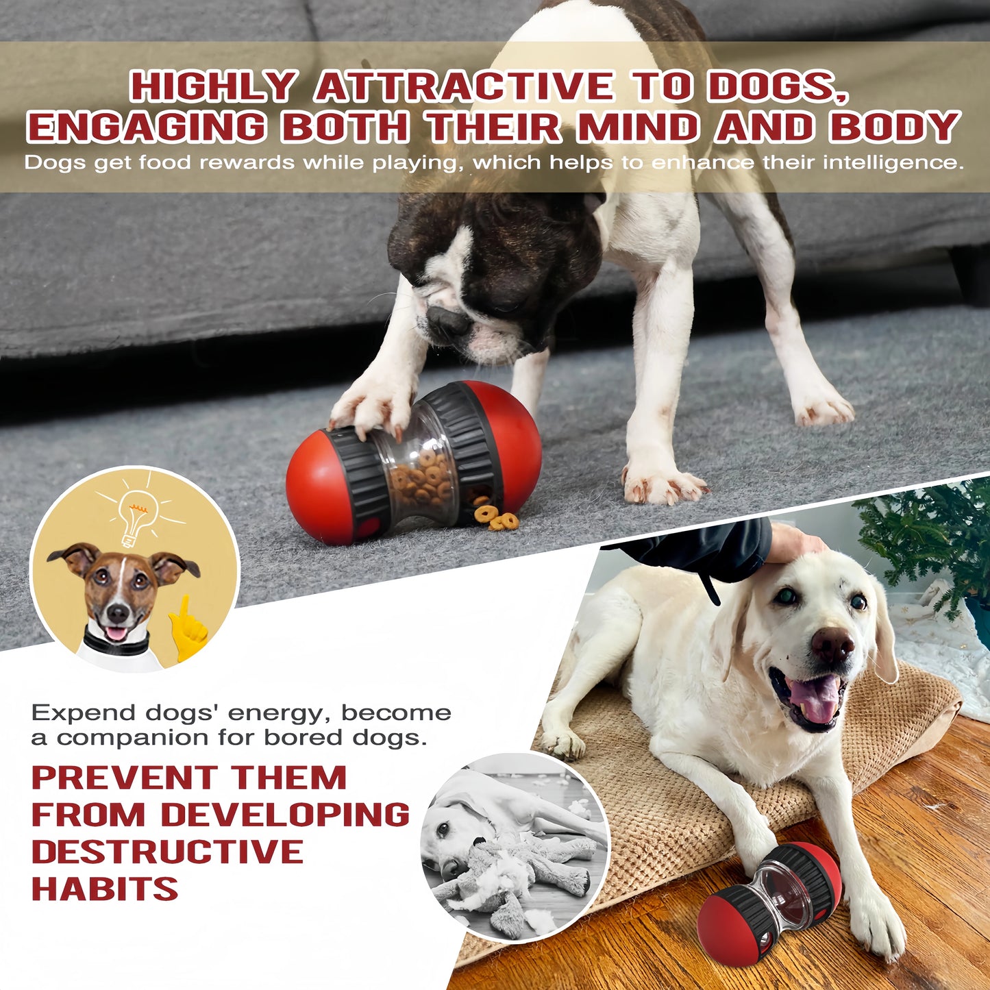 Dog Treat Dispenser Toy – Leaky Food Tumbler for Slow Feeding & Mental Stimulation
