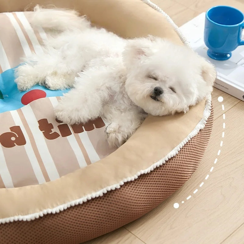 Cooling Summer Pet Bed – Round Ice Silk Cushion for Dogs & Cats