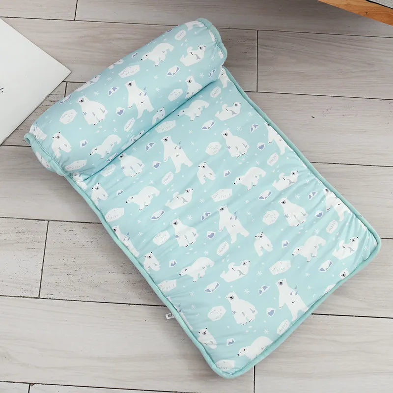 Cooling Pet Mat with Pillow – Summer Bed for Cats & Small Dogs | Anti-Slip & Breathable