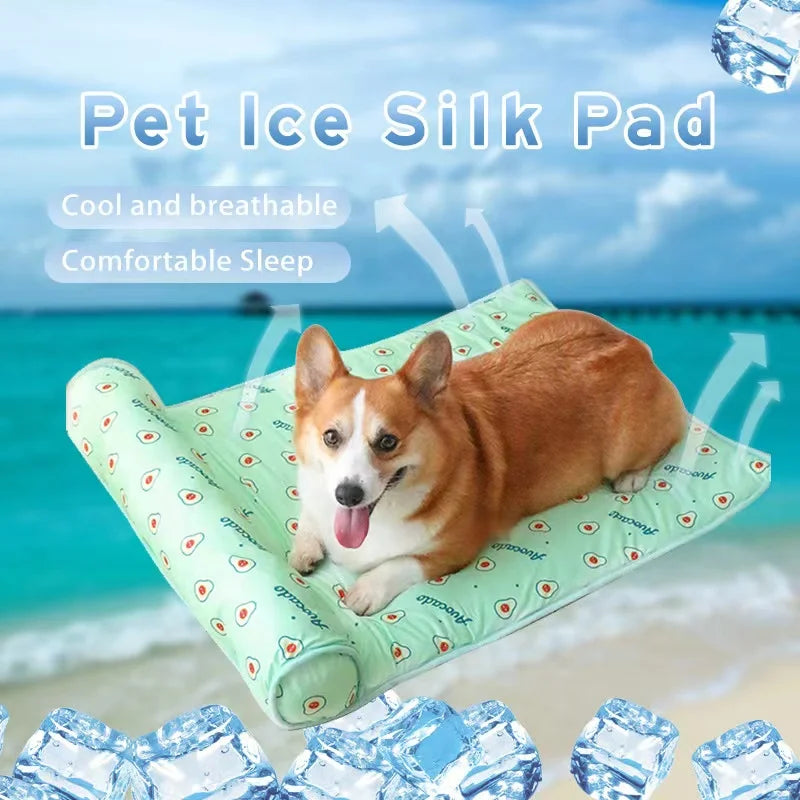 Cooling Pet Mat with Pillow – Summer Bed for Cats & Small Dogs | Anti-Slip & Breathable
