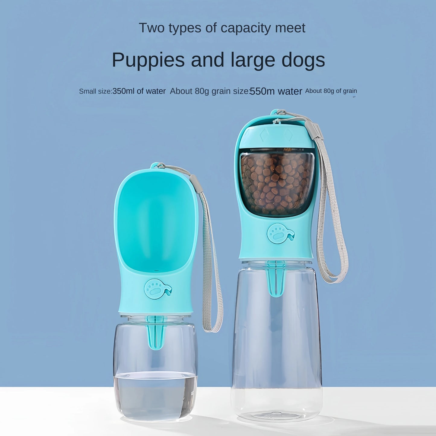 Portable Pet Water Bottle with Food Compartment – Leak-Proof & Travel Friendly
